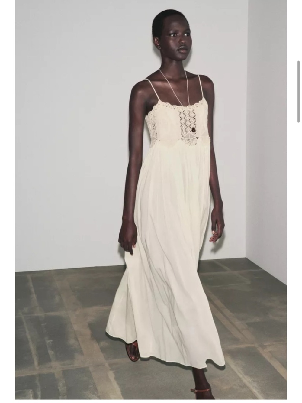 Zara NWT Cream Crochet-Detail Maxi Dress - Women's Sleeveless Summer Dress